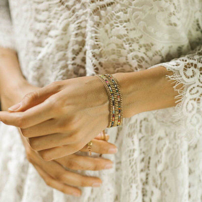 Darjeeling Beaded Bracelet | Silver