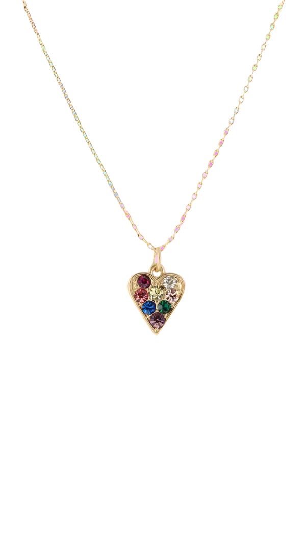 Multi Crystal Heart Necklace