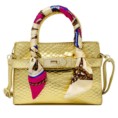 Crocodile Scarf Handbag: Pink