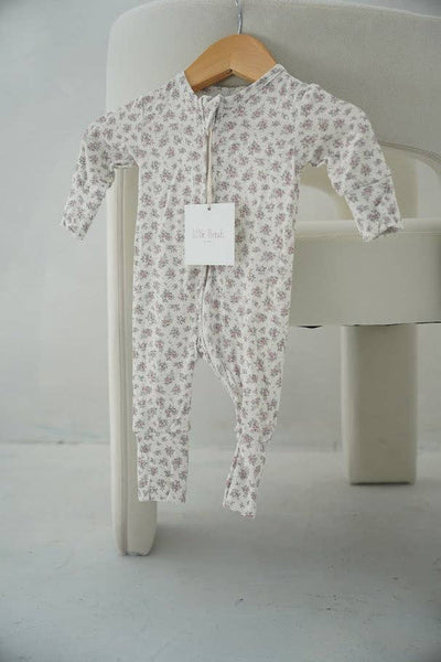 Vintage Pink Floral Bamboo Pajama Onesie