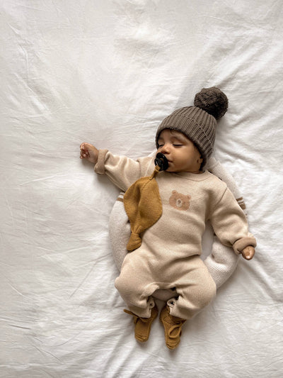 Bear Jacquard Jumpsuit | Beige