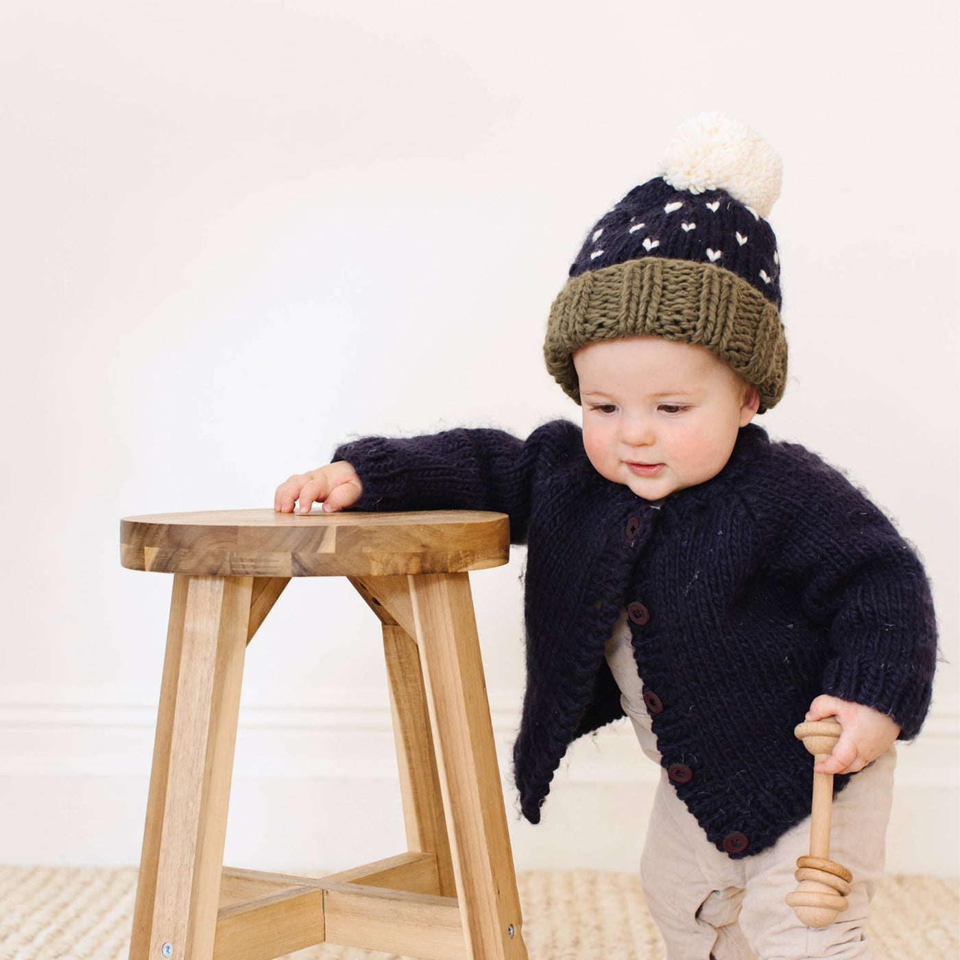 Classic Cardigan Navy Baby Sweater
