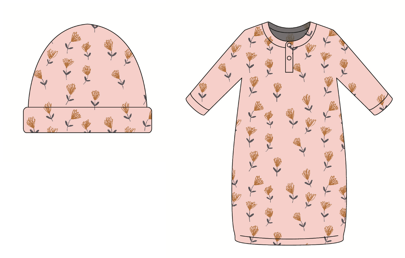 Bamboo Blend Hat & Sleep Gown Set - Wild at Heart