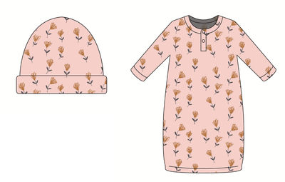 Bamboo Blend Hat & Sleep Gown Set - Wild at Heart