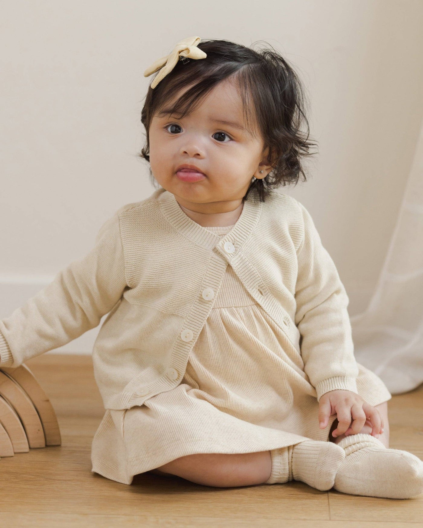 Knit Cardigan, Leggings, and Booties Set || Heathered Natural