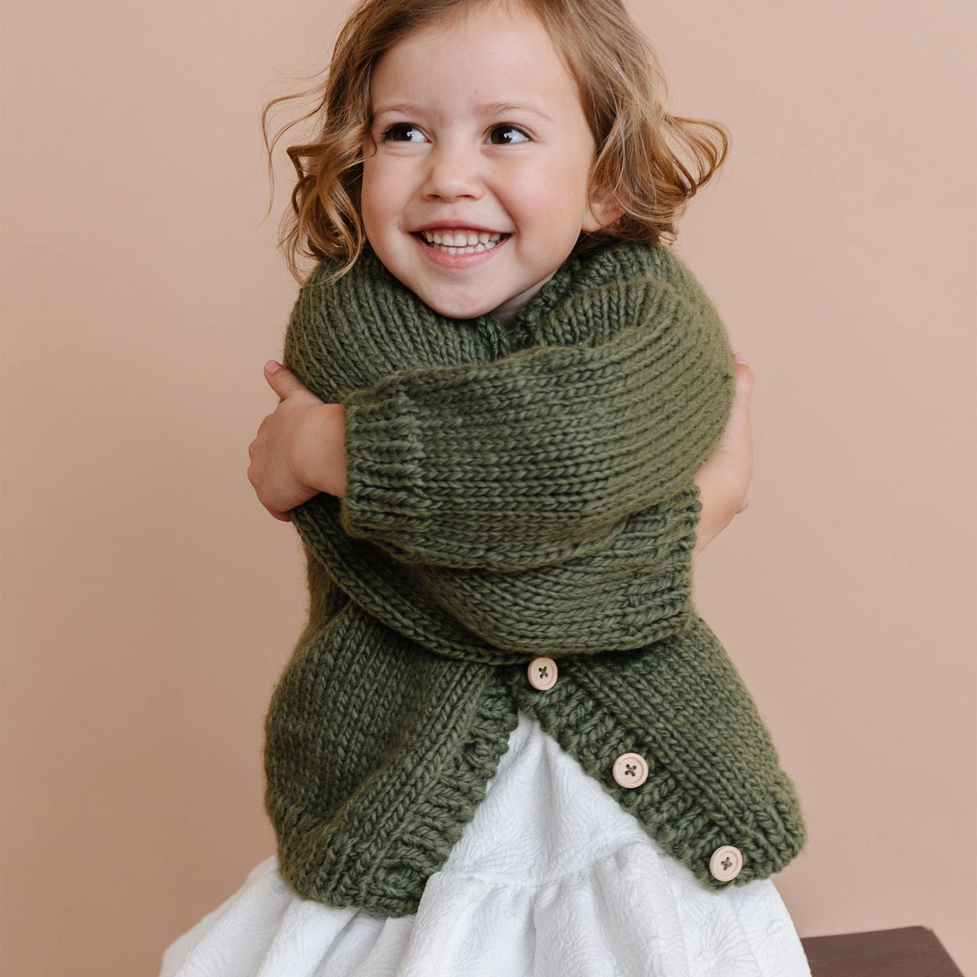 Classic Cardigan, Olive Baby Sweater