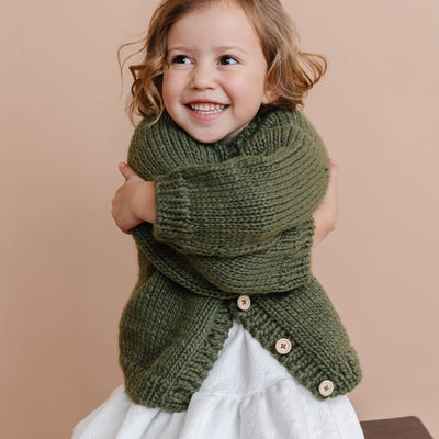 Classic Cardigan, Olive Baby Sweater