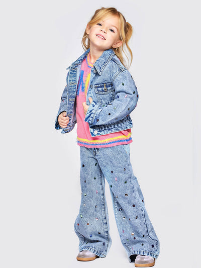 Acid Wash Rhinestone Denim Jacket