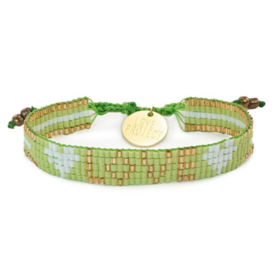 Kids' Seed Bead LOVE with Hearts Bracelet - Lime