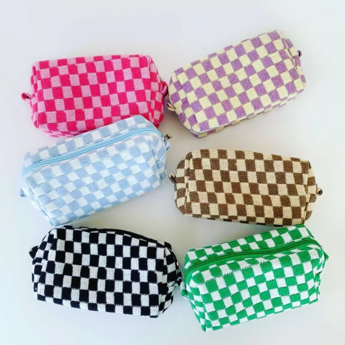 Checkered Makeup Bag