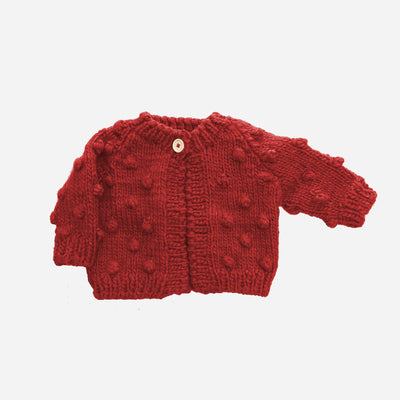 Popcorn Sweater Red Baby Cardigan