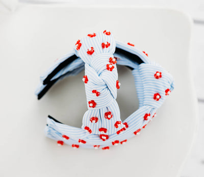 Beaded Headband | Pinstripe Poppies