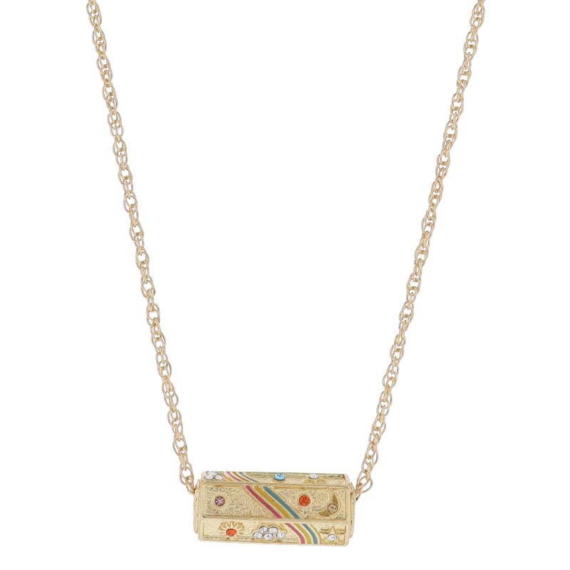 Cylinder Bar Necklace - Rainbow Stars, Sun, Moon