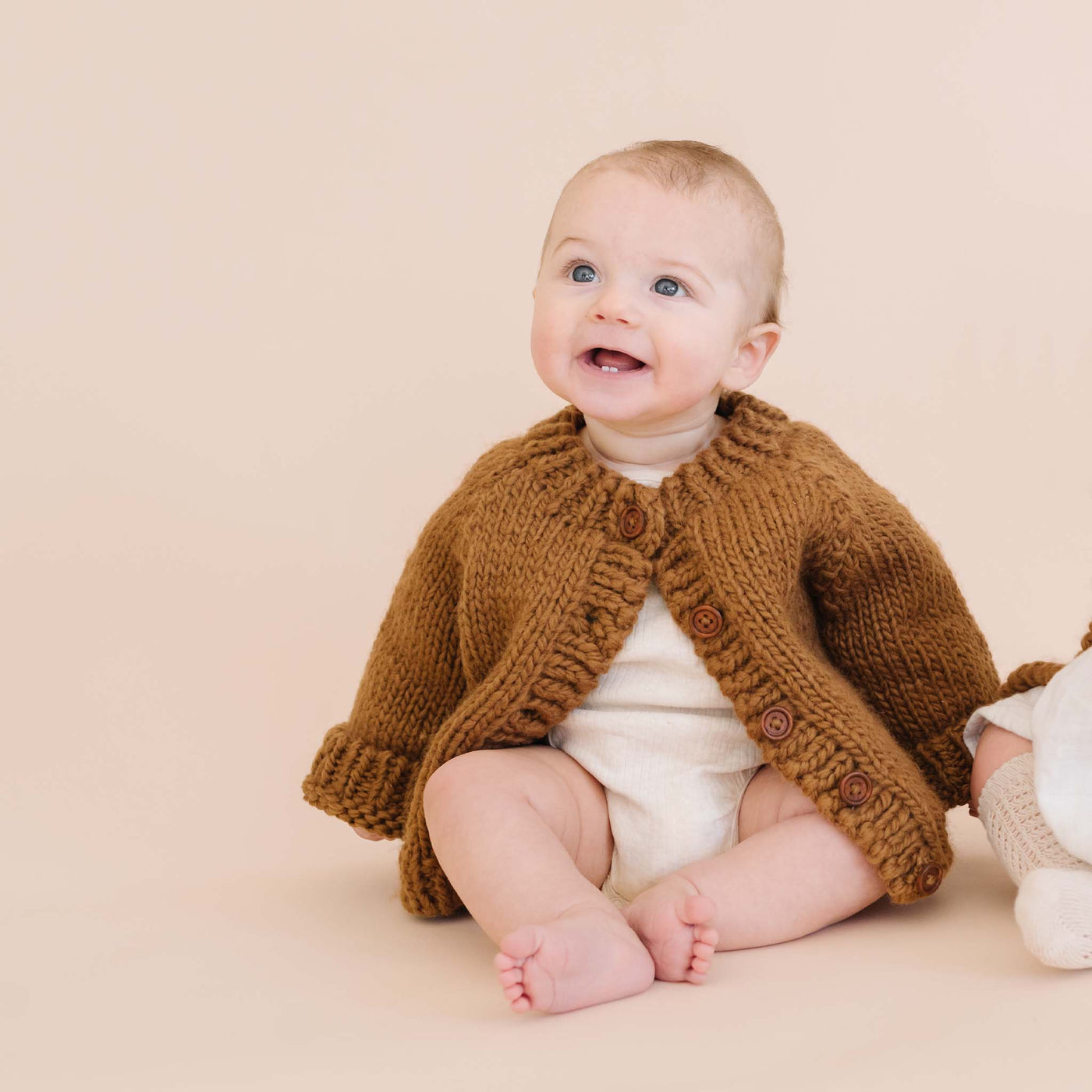 Classic Cardigan Walnut Baby Sweater