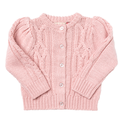 Girls Cable Constance Sweater in Dusty Rose
