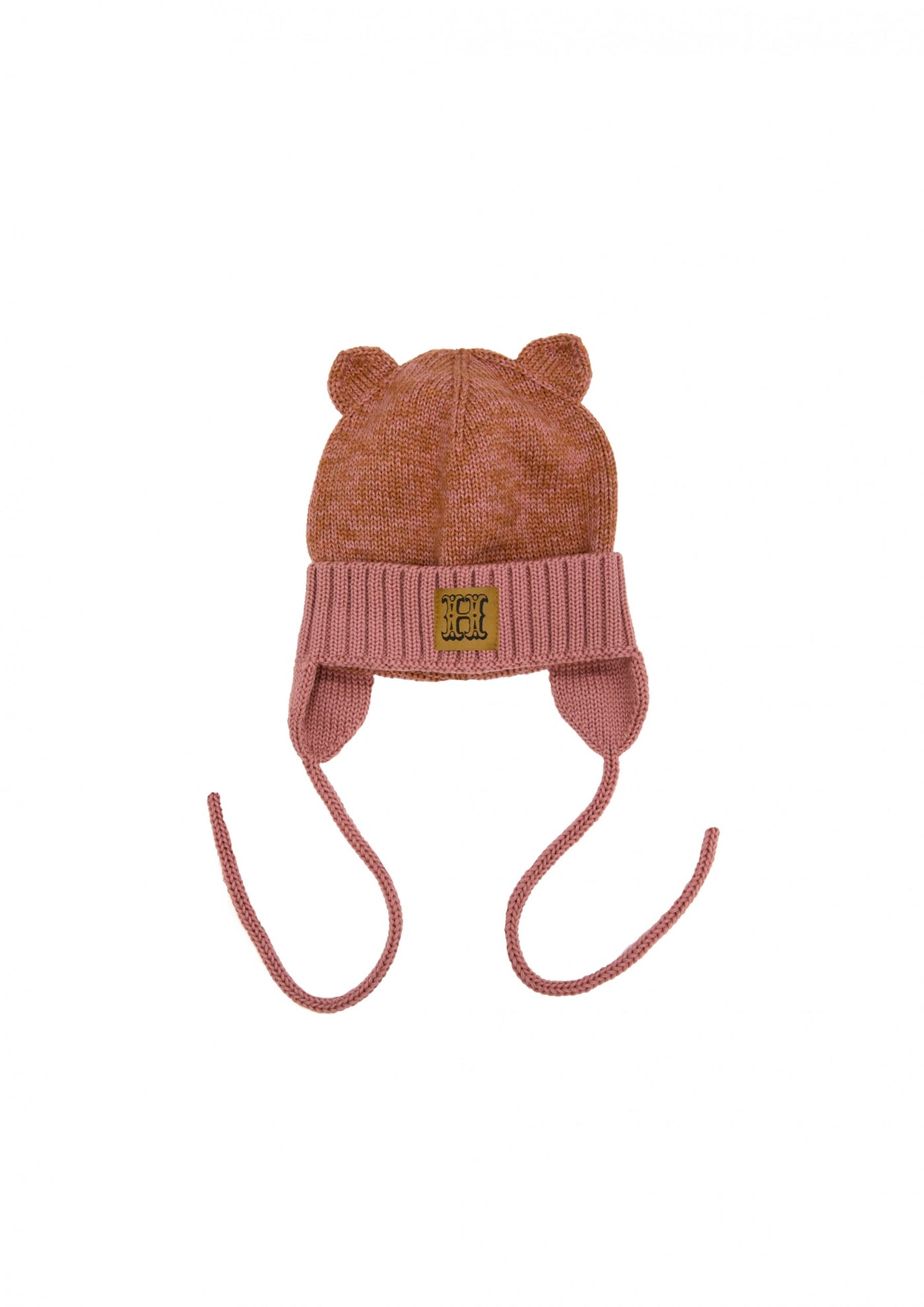 Pink Merino Wool Hat with Ears