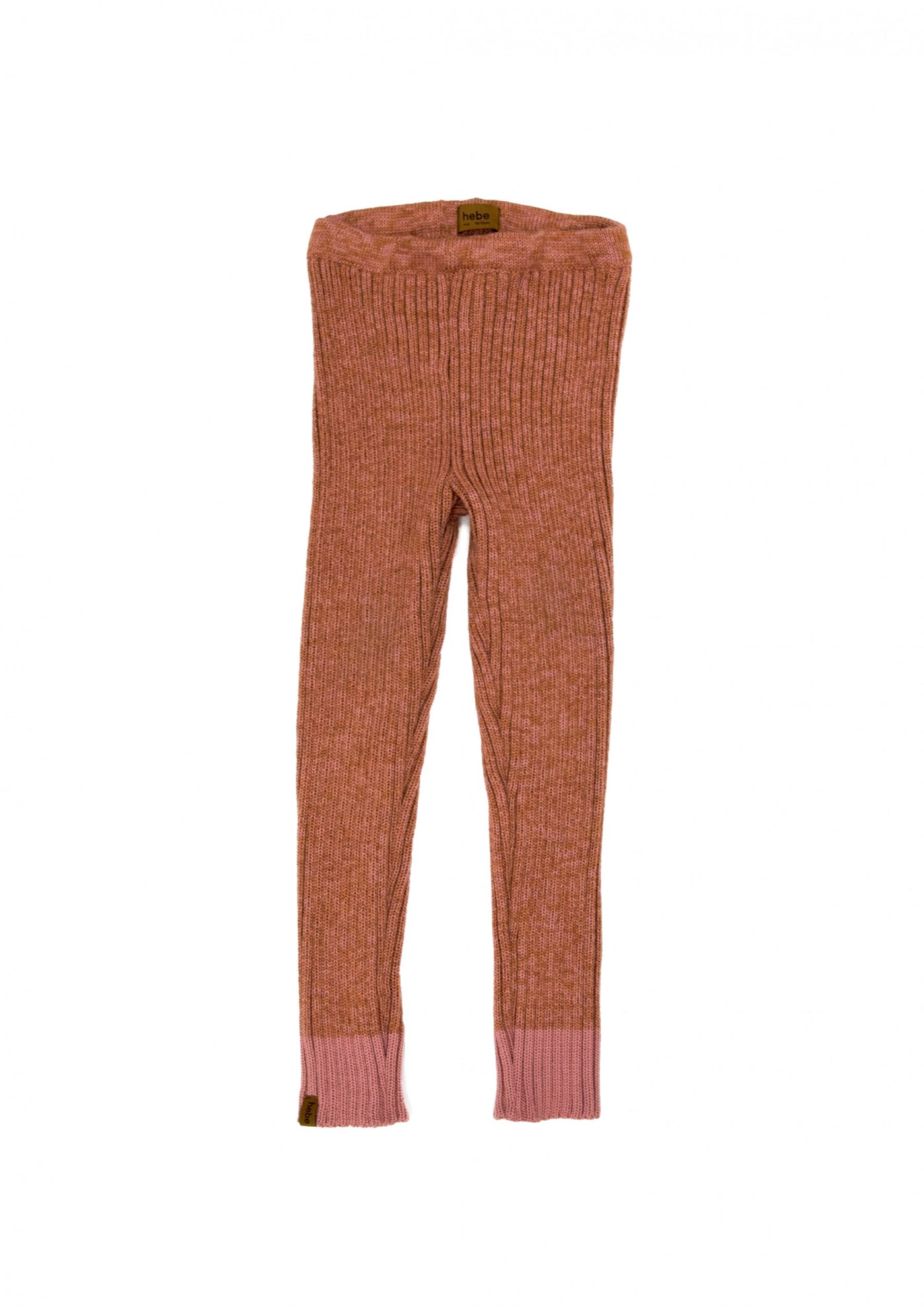 Pink Ribbed Merino Wool Leggings