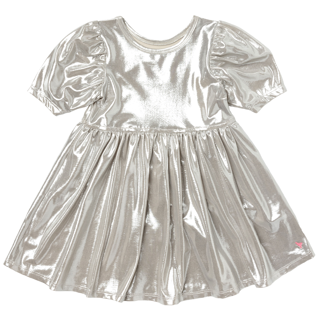 Girls Lame Laurie Dress in Champagne