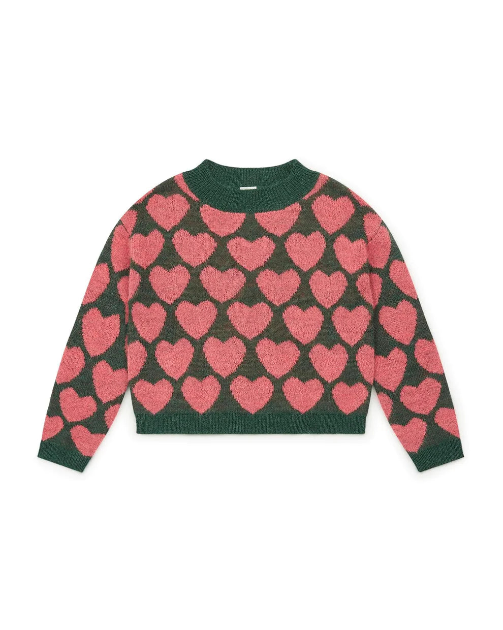 Lovely Knit Hearts Sweater in Greenpeace