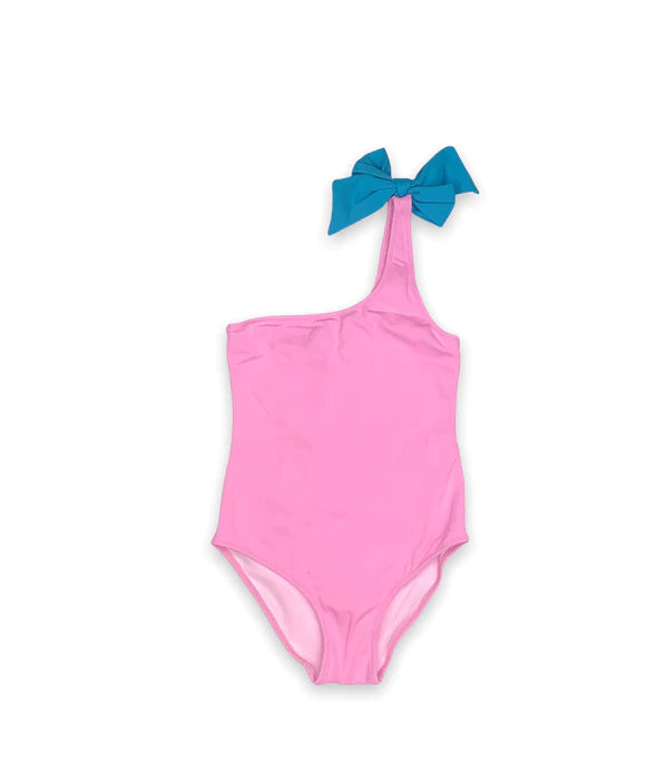 Martina Hollywood Pink Emerald Bow One Shoulder Swimsuit
