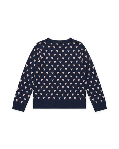 MyLove Navy Hearts Double Jacquard Knit Sweater