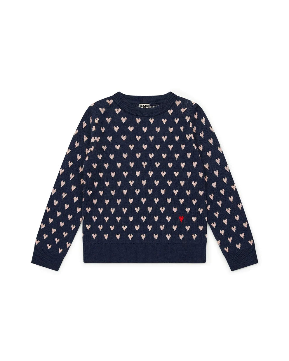 MyLove Navy Hearts Double Jacquard Knit Sweater
