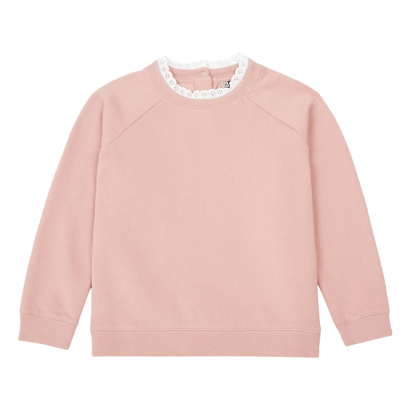 Organic Cotton Lace Collar Sweatshirt in Rose Bonton