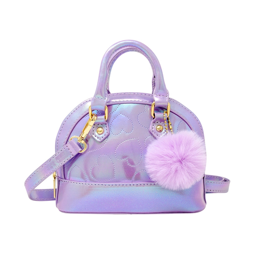 Shiny Dotted Heart Moon Handbag | Purple