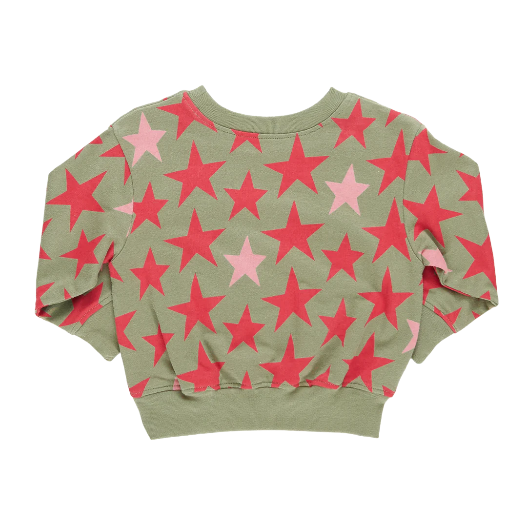 Girls Organic Sweatshirt - Green Star