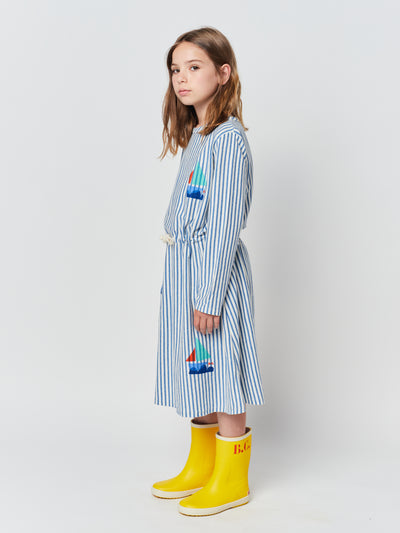 Blue Stripes Long Sleeve Dress - COCO LETO