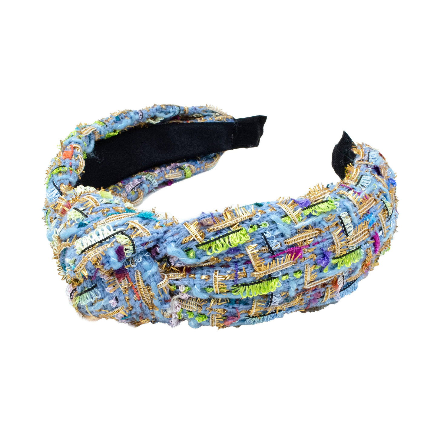 Tweed Mix Knotted Headband: Blue