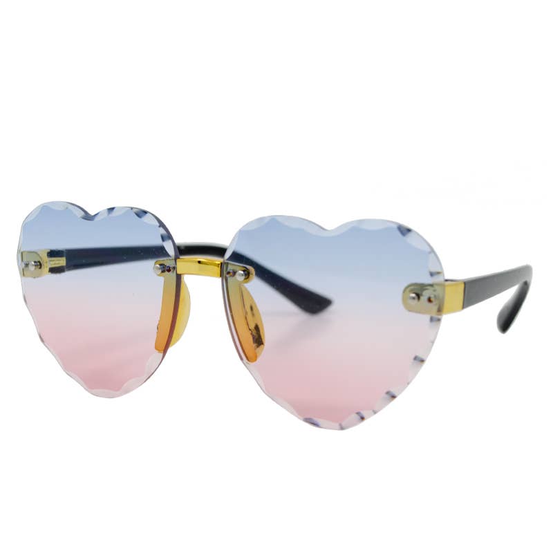 Frameless Heart Sunglasses: Blue/Pink