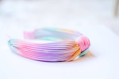 Pleated Ombre Knot Headband | Pastel Rainbow