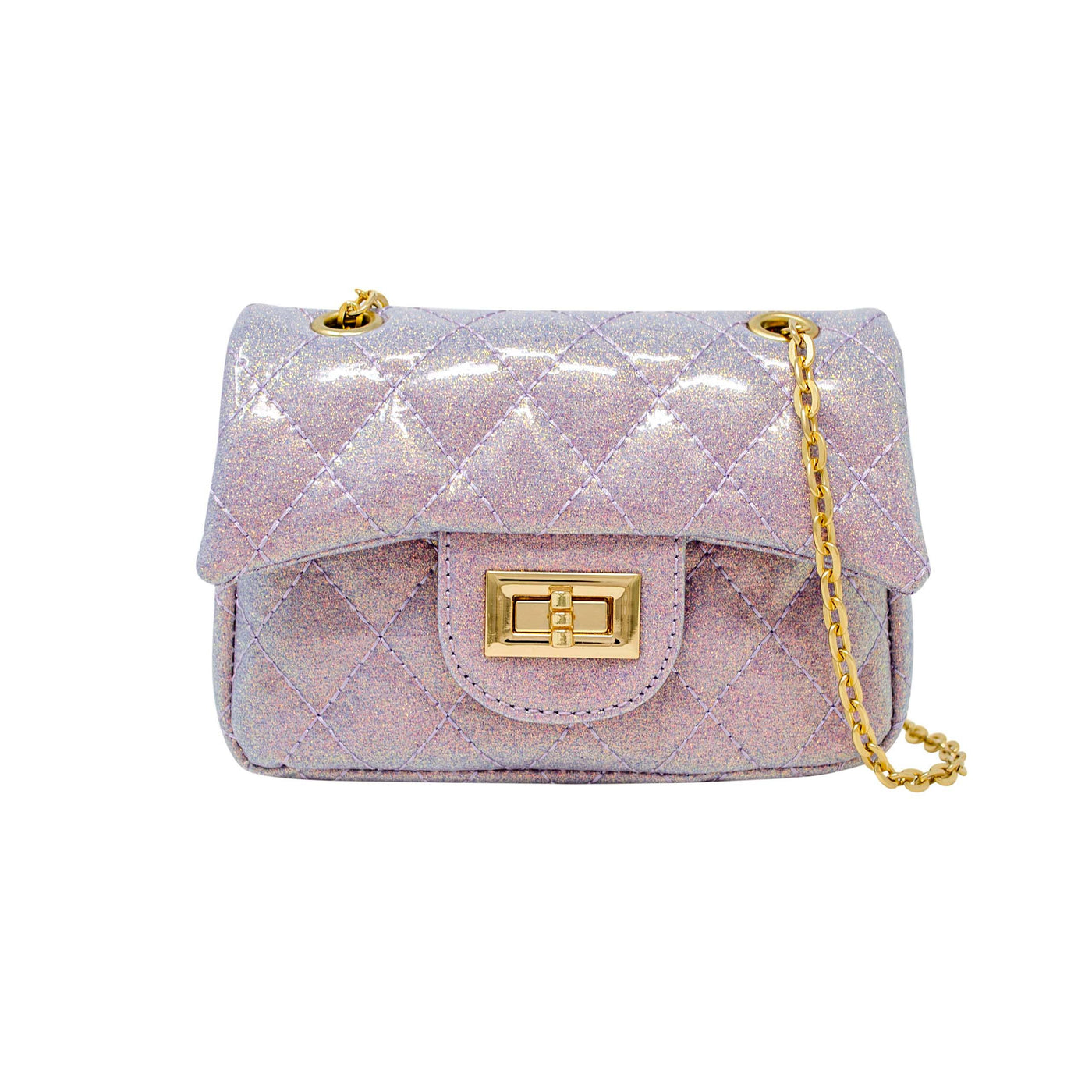 Classic Quilted Sparkle Mini Purse: Baby Purple