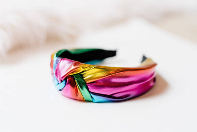 Lamé Knot Headband | Rainbow