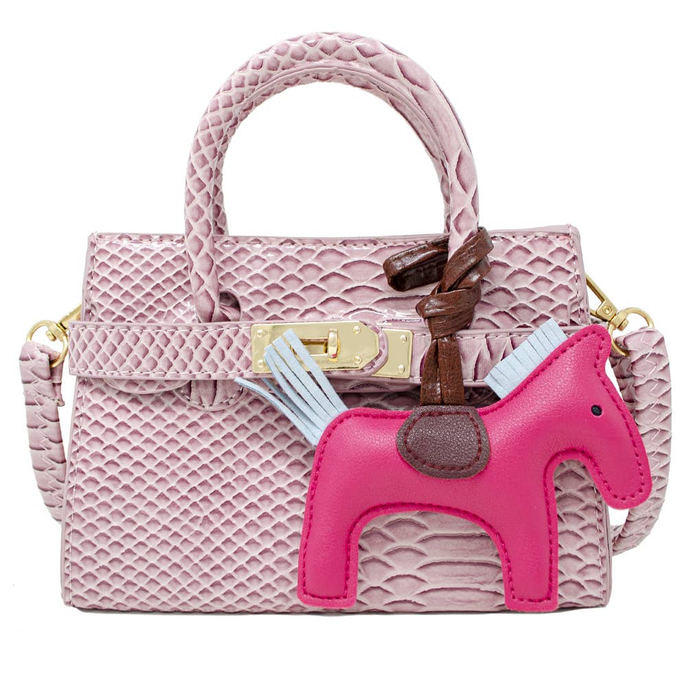 Crocodile Pony Handbag: Pink