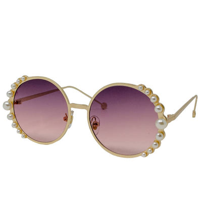 Round Pearls Sunglasses: Pink Gold
