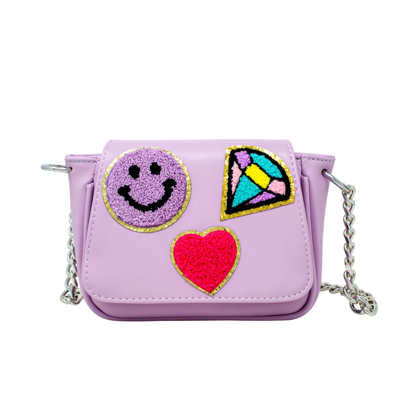 Crossbody Patch Handbag: Purple