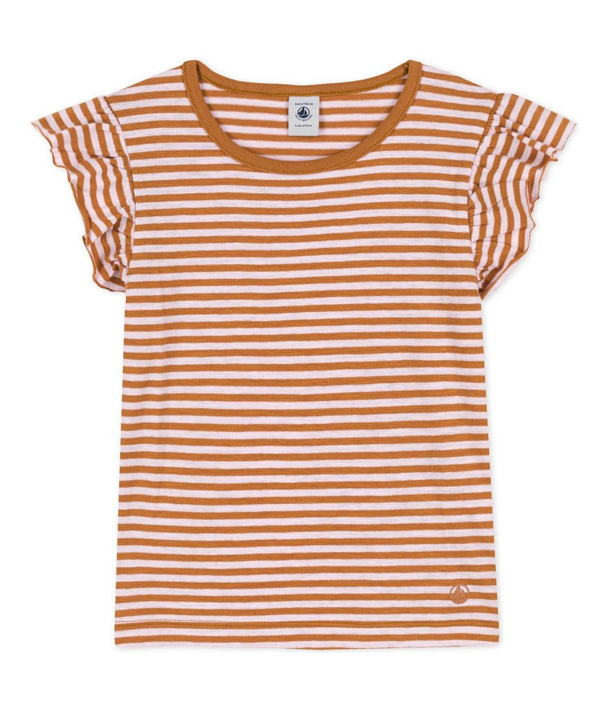 Striped Tee With Ruffles